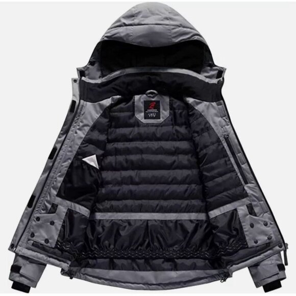 Women's Waterproof Sky Jacket Windproof Hooded Raincoat For Winter  Gray Large - Picture 7 of 16